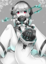 Rule 34 | 10s, 1girl, abyssal ship, breasts, cannon, hood, kantai collection, long sleeves, patatata, re-class battleship, red eyes, scarf, short hair, silver hair, solo, tail, turret, weapon, wide sleeves