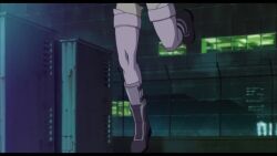Rule 34 | 1girl, acrobatics, android, animated, anime screenshot, ass, ass focus, breasts, city, cleavage, curvy, cyberpunk, cyborg, fighting, fingerless gloves, floating hair, ghost in the shell, ghost in the shell stand alone complex, gloves, gun, highleg, highleg leotard, holding, holding gun, holding weapon, huge ass, jacket, jumping, kicking, kusanagi motoko, large breasts, leotard, lips, medium hair, night, night sky, running, serious, sky, surprised, tagme, video, violence, weapon
