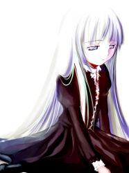 Rule 34 | 1girl, blue eyes, dress, funeral dress, long hair, original, sad, silver hair, solo, takatsuki akira, very long hair