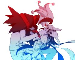Rule 34 | 10s, 1boy, 1girl, aoki reika, cure beauty, hand on another&#039;s face, head wings, joker (smile precure!), long hair, mask, pointy ears, precure, skirt, smile precure!, solomongrundy, surprised, tongue, white background, wings
