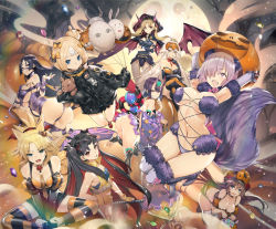 Rule 34 | 6+girls, abigail williams (fate), abigail williams (traveling outfit) (fate), animal ears, ass, balloon, bandages, bandaid, bandaid on face, bandaid on forehead, bare shoulders, bat wings, belt, black bow, black fundoshi, black hair, black jacket, black legwear, blonde hair, blue eyes, blush, bow, braid, breasts, brown hair, candy, cat ears, chinese clothes, cleavage, cropped vest, crossed bandaids, dudou, earrings, elbow gloves, ereshkigal (fate), eyeliner, fate/apocrypha, fate/grand order, fate (series), food, forehead, forehead jewel, french braid, full moon, fundoshi, fur-trimmed gloves, fur-trimmed legwear, fur-trimmed thighhighs, fur collar, fur trim, gloves, gourd, green eyes, grey eyes, grin, hair bow, hair bun, hair over one eye, halloween, halloween costume, headpiece, heroic spirit traveling outfit, highres, holding, holding balloon, hoop earrings, horns, infinity symbol, ishtar (fate), jack-o&#039;-lantern, jacket, japanese clothes, jeanne d&#039;arc (fate), jeanne d&#039;arc alter (avenger) (fate), jeanne d&#039;arc alter (fate), jewelry, katana, large breasts, light purple hair, long hair, looking at viewer, low-tied long hair, makeup, mash kyrielight, mash kyrielight (dangerous beast), mata hari (fate), mata hari (mata hari&#039;s tavern) (fate), minamoto no raikou (fate), moon, mordred (fate), mordred (fate/apocrypha), multicolored hair, multiple girls, multiple hair bows, mummy costume, o-ring, official alternate costume, oni, open mouth, orange belt, orange bow, parted bangs, polka dot, polka dot bow, ponytail, pumpkin, purple eyes, purple gloves, purple hair, purple legwear, red eyes, red hair, revealing clothes, rope, sash, short eyebrows, short hair, shorts, shuten douji (fate), shuten douji (fate/grand order), shuten douji (halloween caster) (fate), sidelocks, silver hair, single hair bun, skin-covered horns, sleeves past fingers, sleeves past wrists, smile, space ishtar (fate), space ishtar (second ascension) (fate), striped clothes, striped thighhighs, stuffed animal, stuffed toy, sword, tail, teddy (khanshin), teddy bear, thighhighs, thighs, tiara, two-tone hair, two side up, very long hair, vest, weapon, wings, wolf ears, wolf girl, wolf tail, yellow eyes, yellow gloves, yellow shorts, yellow vest
