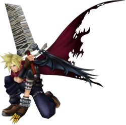 Rule 34 | 1990s (style), blonde hair, boots, buster sword, cape, cloud strife, dissidia 012 final fantasy, dissidia final fantasy, final fantasy, final fantasy vii, gloves, kingdom hearts, lowres, spiked hair, sword, weapon, wings