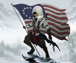 Rule 34 | 1boy, artist request, assassin&#039;s creed, assassin&#039;s creed (series), assassin&#039;s creed iii, bow (weapon), coat, connor (assassin&#039;s creed), gloves, hood, male focus, quiver, snow, solo, tomahawk, united states, weapon