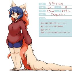 Rule 34 | 1girl, artist request, blue hair, brown eyes, character profile, copyright request, dog, furry, highres, short hair, translation request