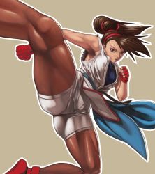 Rule 34 | 1girl, data east, fighter&#039;s history, liu yungmie, muscular, muscular female, shinonome (game hakkutsu tai), simple background, snk, thighs