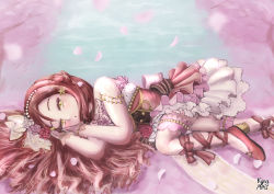 Rule 34 | 1girl, absurdres, alternate hairstyle, artist name, artist request, back bow, bare shoulders, black corset, black detached collar, black detached sleeves, blossom prelude (love live!), blue sky, blush, bow, bracelet, breasts, brown bow, brown eyes, brown hair, cleavage, cloud, collarbone, corset, cross-laced clothes, cross-laced dress, curly hair, day, detached collar, dress, female focus, flower, frilled dress, frilled gloves, frilled legwear, frilled skirt, frills, gloves, hair between eyes, hair flower, hair ornament, hairclip, half updo, high heels, highres, jewelry, kingan, long hair, looking at viewer, love live!, love live! school idol festival, love live! school idol festival all stars, love live! sunshine!!, miniskirt, musical note, musical note earrings, musical note print, myopia (kingan artlife), necklace, orange eyes, outdoors, parted lips, pearl bracelet, pearl necklace, petals, pink dress, pink flower, pink footwear, pink petals, pink ribbon, pink skirt, plaid, plaid dress, plaid skirt, pleated, pleated dress, pleated skirt, polka dot, polka dot dress, red flower, red hair, ribbon, ribbon legwear, sakurauchi riko, shoes, skirt, sky, sleeveless, sleeveless dress, small breasts, smile, solo, star (symbol), star hair ornament, striped bow, striped clothes, striped gloves, striped legwear, vertical-striped clothes, vertical-striped gloves, vertical-striped legwear, white bow, white gloves, yellow eyes
