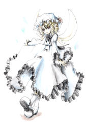 Rule 34 | 1girl, blonde hair, drill hair, eastern and little nature deity, fairy, female focus, frills, kurona, luna child, solo, touhou, wings