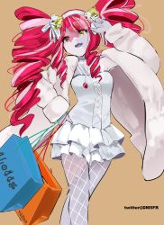 Rule 34 | 1girl, absurdres, dm5fr, dress, glasses, highres, hololive, hololive indonesia, kureiji ollie, kureiji ollie (mafia princess), looking at viewer, open mouth, red hair, solo, thighs, virtual youtuber, white dress, zombie
