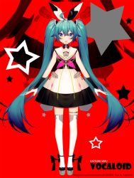 Rule 34 | 1girl, :o, ahoge, aqua hair, arms at sides, artist name, bare shoulders, blue eyes, blush, copyright name, detached collar, detached sleeves, dress, full body, hair ribbon, hatsune miku, highres, legs apart, long hair, looking at viewer, open mouth, pink ribbon, platform footwear, prophet chu, red background, ribbon, round teeth, short sleeves, simple background, sleeveless, sleeveless dress, solo, standing, star (symbol), tareme, teeth, thigh strap, thighhighs, twintails, very long hair, vocaloid, watermark, web address, white dress, white thighhighs, zettai ryouiki, zombie