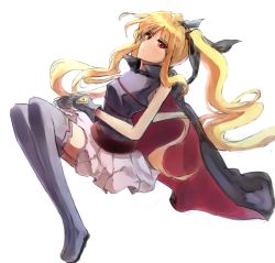 Rule 34 | 00s, 1girl, bad id, bad pixiv id, blonde hair, fate testarossa, fate testarossa (lightning form), lyrical nanoha, mahou shoujo lyrical nanoha, mahou shoujo lyrical nanoha strikers, neko-hime (neko-hime), red eyes, simple background, solo, thighhighs, white background