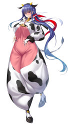 Rule 34 | 1girl, akiyama rinko, animal costume, animal ears, animal print, aoi nagisa (metalder), blush, breasts, chinese zodiac, cow costume, cow ears, cow girl, cow horns, cow print, cow tail, cowbell, fake animal ears, fake horns, fake tail, full body, highres, horns, large breasts, lilith-soft, simple background, tail, taimanin (series), taimanin rpgx, taimanin yukikaze, year of the ox