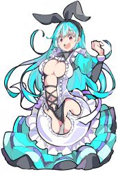 Rule 34 | 1girl, alternate costume, blue hair, bow, enpe, frills, hair bow, highres, kula diamond, long hair, midriff, navel, red eyes, simple background, solo, the king of fighters, white background