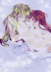 Rule 34 | 2girls, bed, blanket, blonde hair, breasts, brown hair, closed eyes, couple, fate testarossa, highres, holding hands, licking, long hair, looking at another, lyrical nanoha, mahou shoujo lyrical nanoha, mahou shoujo lyrical nanoha strikers, mahou shoujo lyrical nanoha vivid, medium breasts, moaning, multiple girls, nipples, nude, purple eyes, side ponytail, sideboob, simple background, sitting, snowflakes, takamachi nanoha, underboob, very long hair, white background, yuri