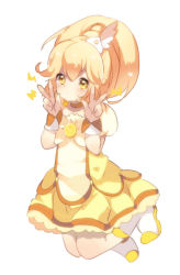 Rule 34 | 10s, 1girl, bad id, bad pixiv id, blonde hair, bow, cure peace, double v, hair flaps, kise yayoi, long hair, magical girl, marlin suzuki, precure, ribbon, skirt, smile precure!, solo, v, wide ponytail, yellow bow, yellow eyes, yellow skirt, yellow theme