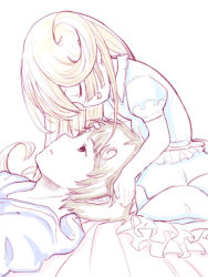 Rule 34 | 1boy, 1girl, blonde hair, charlotta (granblue fantasy), closed eyes, facing another, gran (granblue fantasy), granblue fantasy, hand on another&#039;s head, harvin, harvin, lap pillow, leaning forward, long hair, looking at another, open mouth, puffy short sleeves, puffy sleeves, short sleeves, size difference, walkalone