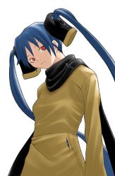 Rule 34 | 1girl, blue hair, original, red eyes, scarf, solo, twintails, yasuda suzuhito