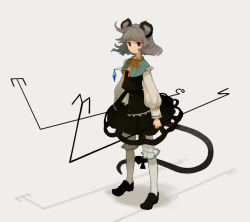 Rule 34 | 1girl, animal ears, bloomers, dress, female focus, grey hair, iwamoto zerogo, jewelry, mouse ears, mouse tail, nazrin, pendant, red eyes, ribbon, short hair, solo, tail, tail ornament, tail ribbon, touhou, underwear