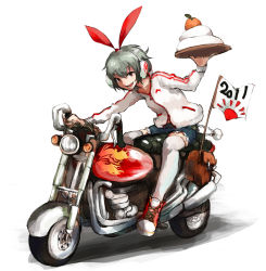 Rule 34 | 1girl, animal ears, kagami mochi, kasa (hitori sanka), motor vehicle, motorcycle, original, rabbit ears, riding, solo, thighhighs, vehicle