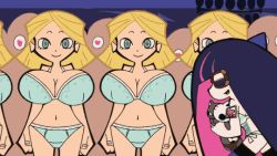 Rule 34 | 10s, 6+girls, animated, animated gif, bouncing breasts, breasts, heart, heart-shaped pupils, large breasts, multiple girls, panty &amp; stocking with garterbelt, stocking (psg), symbol-shaped pupils, yuri