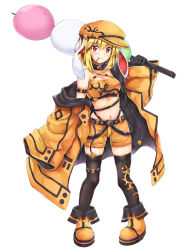 Rule 34 | 1girl, absurdres, akiteru (akiteru98), alternate costume, animal ears, armband, bandeau, bare shoulders, belt, black belt, black collar, black gloves, black thighhighs, blonde hair, boots, breasts, cleavage, coat, collar, commentary request, crescent, crescent pin, criss-cross halter, dango, flat cap, food, full body, gloves, hair between eyes, halterneck, hand up, hat, highres, holding, holding food, long sleeves, looking at viewer, medium breasts, midriff, mouth hold, navel, off shoulder, open clothes, open coat, orange coat, orange footwear, orange hat, orange shorts, rabbit ears, red eyes, ringo (touhou), sanshoku dango, short hair, short shorts, shorts, sidelocks, simple background, skindentation, smile, solo, standing, stomach, thighhighs, thighs, touhou, wagashi, white background, wide sleeves