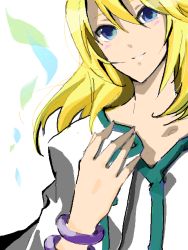 Rule 34 | 00s, 1boy, blonde hair, blue eyes, blush, bracelet, jewelry, male focus, mithos yggdrasill, oekaki, solo, tales of (series), tales of symphonia, white background
