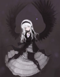 Rule 34 | 00s, bad id, bad pixiv id, inemuri uno, red eyes, rozen maiden, solo, suigintou, white hair, wings
