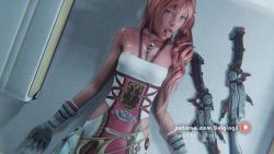 Rule 34 | 1girl, 3d, animated, animated gif, blue eyes, breasts, bulgingsenpai, cum, eye contact, eyelashes, female focus, final fantasy, final fantasy xiii, gloves, handjob, jewelry, long hair, looking at another, looking at viewer, necklace, pink hair, pov, saliva, serah farron, side ponytail, small breasts, tagme, tongue, tongue out, uncensored