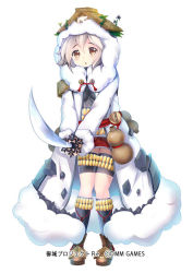 Rule 34 | 1girl, :o, black socks, brown footwear, character request, coat, foreshortening, full body, holding, holding sword, holding weapon, kiun (oshiro project), kneehighs, knees together feet apart, looking at viewer, oshiro project:re, oshiro project:re, sheath, short hair, silver hair, simple background, socks, solo, standing, sword, taicho128, thigh strap, unsheathing, watermark, weapon, white background, winter clothes, winter coat, yellow eyes