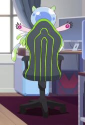 Rule 34 | animated, black eyes, chair, digimon, digimon (creature), fang, gaming chair, jellyfish girl, jellymon, monster girl, spinning, swivel chair, tentacle hair, tentacles, video