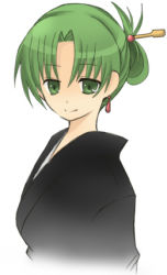 Rule 34 | 00s, 1girl, green eyes, green hair, higurashi no naku koro ni, lowres, matching hair/eyes, solo, sonozaki akane