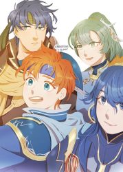 Rule 34 | 2boys, 2girls, armor, blue eyes, blue hair, cape, collarbone, cosplay, darkgreyclouds, dress, eliwood (fire emblem), eliwood (fire emblem) (cosplay), fire emblem, fire emblem: path of radiance, fire emblem: the binding blade, fire emblem: the blazing blade, fire emblem awakening, fire emblem heroes, green eyes, green hair, greil, greil (cosplay), headband, high ponytail, ike (fire emblem), long hair, looking at viewer, lucina (brave princess) (fire emblem), lucina (fire emblem), lyn (fire emblem), multiple boys, multiple girls, nintendo, open mouth, ponytail, red hair, roy (fire emblem), short hair, smile, very long hair
