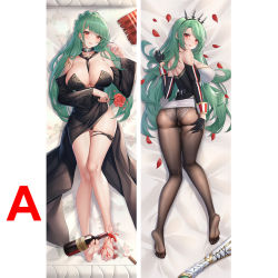 Rule 34 | 1girl, ass, ass grab, azur lane, back, backless outfit, bare legs, barefoot, bed sheet, between breasts, black dress, black gloves, black pantyhose, blush, bottle, breasts, cleavage, collar, commentary, cork, dakimakura (medium), detached sleeves, dress, flower, from above, full body, gloves, grabbing own ass, green hair, hairband, holding, holding flower, large breasts, lips, lipstick, littorio (azur lane), littorio (calabria aurea) (azur lane), long hair, looking at viewer, lying, makeup, multicolored hair, multiple views, no shoes, off-shoulder dress, off shoulder, official alternate costume, on back, on bed, on stomach, panties, panties under pantyhose, pantyhose, parted bangs, parted lips, petals, qi yuan zhi yu, red eyes, red hair, red lips, red wine, rose, sample watermark, short dress, skindentation, smile, soles, spiked hairband, spikes, spill, spilling, streaked hair, swept bangs, thigh strap, two-tone hair, underwear, watermark, white dress, wine, wine bottle