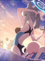 Rule 34 | 4girls, :o, absurdres, adjusting hair, afloat, animal ear fluff, animal ears, arm behind head, ass, ball, bare back, beachball, bikini, black bikini, black hair, blue archive, blue eyes, blurry, breasts, cat ears, cat girl, cloud, cloudy sky, commentary request, competition school swimsuit, cross, cross hair ornament, depth of field, detached sleeves, faceless, faceless female, frilled bikini, frills, from behind, grey hair, hair between eyes, hair bobbles, hair ornament, halo, highres, holding, holding own hair, horizon, hoshino (blue archive), hoshino (swimsuit) (blue archive), in water, innertube, inverted cross, long hair, looking at another, looking at viewer, low twintails, lying, medium breasts, medium hair, multiple girls, nonomi (blue archive), nonomi (swimsuit) (blue archive), ocean, official alternate costume, on stomach, pink hair, pla0658, playing, rubber band, school swimsuit, serika (blue archive), serika (swimsuit) (blue archive), shiroko (blue archive), short sleeves, shoulder blades, sideboob, sidelocks, sky, sleeping, sleeveless, solo focus, stomach, stuffed whale, swim ring, swimsuit, twilight, twintails, wet, wet clothes, wet swimsuit, white bikini, wolf ears, wolf girl