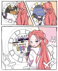 Rule 34 | &gt; &lt;, 1girl, 6+others, :d, absurdres, arcade cabinet, black gloves, blue archive, blue eyes, blush, bow, braid, coat, commentary request, embarrassed, forehead, gloves, hair bow, hair ribbon, halo, highres, hood, hooded coat, long hair, long sleeves, looking at viewer, maimai (game), multiple others, open mouth, parted bangs, playing games, red hair, ribbon, school uniform, sidelocks, single braid, smile, solo focus, spoken expression, sweatdrop, tearing up, white coat, wjddn, xd, yuzu (blue archive)