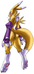 Rule 34 | 1girl, 2008, artist request, ass, back, blush, digimon, digimon (creature), elbow gloves, floating, furry, furry female, gloves, renamon, solo, source request, yellow fur