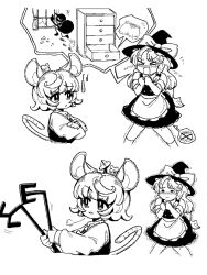 Rule 34 | 2girls, animal ears, comic, commentary, hamriku, hat, highres, kirisame marisa, md5 mismatch, monochrome, mouse ears, mouse girl, mouse tail, multiple girls, nazrin, resolution mismatch, source larger, symbol-only commentary, tail, touhou, witch, witch hat
