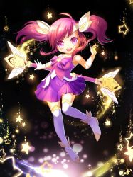Rule 34 | 1girl, alternate costume, alternate hair color, alternate hairstyle, brooch, chibi, choker, earrings, elbow gloves, full body, gloves, highres, jewelry, league of legends, lux (league of legends), magical girl, pink hair, solo, star (symbol), star guardian (league of legends), star guardian lux, thighhighs, tiara, wand