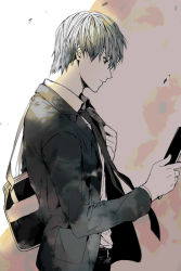 Rule 34 | 1boy, bad id, bad pixiv id, bag, book, bookbag, death note, death note (object), highres, holding, holding book, male focus, necktie, nigelungdayo, profile, red eyes, school uniform, solo, spot color, standing, upper body, yagami light