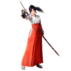 Rule 34 | 1girl, biko, biko 3, hakama, hakama skirt, japanese clothes, kagura mio, miko, red hakama, skirt, solo, sword, weapon