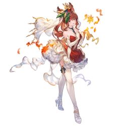 Rule 34 | 1girl, animal ears, anthuria, anthuria (holiday), bare shoulders, breasts, christmas, cleavage, collarbone, dress, elbow gloves, erune, female focus, full body, gloves, granblue fantasy, hair ornament, high heels, large breasts, lips, long hair, looking at viewer, minaba hideo, parted lips, red dress, red eyes, red hair, simple background, sleeveless, sleeveless dress, smile, solo, strapless, strapless dress, thighhighs, transparent background, white footwear, white gloves, white thighhighs