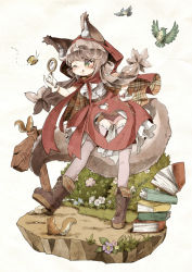 Rule 34 | 1girl, :p, ;p, animal ear fluff, animal ears, belt, bird, blush, book stack, bug, bush, butterfly, chipmunk, day, detective, frills, full body, green eyes, hand on own hip, heart cutout, imomushi (pixiv 9001433), bug, little red riding hood, long hair, magnifying glass, one eye closed, outdoors, panties, pink panties, plaid, red hood, red skirt, revealing clothes, signpost, skirt, squirrel, standing, tail, thighhighs, tongue, tongue out, twintails, underwear, white background, zettai ryouiki