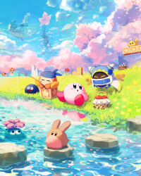 Rule 34 | :o, ^ ^, absurdres, apple, artist name, bandana, bandana waddle dee, basket, blue bandana, blue eyes, blue sky, blush, blush stickers, cappy (kirby), cherry blossoms, chip (kirby), closed eyes, cloud, commentary request, day, fishing, fishing rod, flower, food, forest, fruit, glunk (kirby), gooey (kirby), grass, highres, holding, holding fishing rod, kirby, kirby&#039;s return to dream land, kirby&#039;s return to dream land deluxe, kirby (series), lily pad, looking back, lor starcutter, magolor, mariel (kirby), nature, nintendo, no humans, open mouth, outdoors, pink flower, plant, polof, rabbit, rayman limbs, red flower, rock, rocky (kirby), scenery, ship, sitting, sky, star (symbol), star block, stepping stones, suyasuyabi, tree, tulip (kirby), twitter username, ufo (kirby), waddle doo, water, watercraft, yellow flower