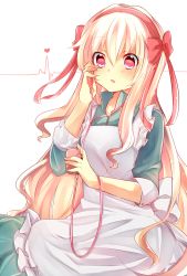 Rule 34 | 1girl, apron, bad id, bad pixiv id, blonde hair, buttoned cuffs, buttons, dress, earphones, heart, highres, kagerou project, kozakura marry, long hair, nanase09rr, red eyes, ribbon, solo, vocaloid