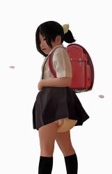 Rule 34 | 1girl, backpack, bag, black hair, child, dia75, diaper, female focus, kneehighs, original, ponytail, randoseru, skirt, socks, solo