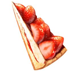 Rule 34 | food, food focus, fruit, fruit tart, no humans, original, pie, pie slice, short208, strawberry, strawberry tart, tart (food), transparent background