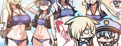 Rule 34 | 1boy, 2girls, :3, ?, ^^^, animal ears, arms up, doodle sensei (blue archive), art shift, bikini, black vest, blonde hair, blood, blue archive, blue bikini, blue eyes, blue hair, blush, breasts, chibi, cleavage, clipboard, collarbone, commentary, covering privates, covering breasts, cup, ears down, extra, faceless, faceless female, hair over one eye, halo, hat, holding, holding clipboard, holding cup, jazz jack, kanna (blue archive), large breasts, light blue hair, long hair, medium breasts, medium hair, multiple girls, navel, nosebleed, paw print, paw print pattern, peaked cap, police hat, ribs, sensei (blue archive), sharp teeth, side-tie bikini bottom, sidelocks, small breasts, snorkel, sweatdrop, swimsuit, tactical clothes, teeth, thumbs up, valkyrie police academy student (blue archive), vest