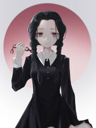 Rule 34 | 1girl, absurdres, addams family, artist request, black eyes, black hair, breasts, female focus, highres, school uniform, small breasts, solo, wednesday (netflix), wednesday addams