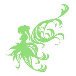 Rule 34 | 1girl, daiyousei, dress, female focus, green theme, hair ribbon, long hair, monochrome, mumulatte, profile, ribbon, silhouette, simple background, solo, touhou, white background, wings