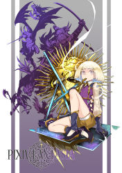 Rule 34 | bheth fleeson, commentary request, gradient background, highres, looking at viewer, original, pixiv fantasia, pixiv fantasia t, realmbw, short hair, sword, weapon