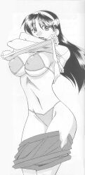 1girl asamiya_athena ass bikini breasts clothes_lift curvy female_focus hair_ornament headband huge_ass huge_breasts large_breasts long_hair mokkouyou_bond open_mouth pale_skin panties shirt shirt_lift skirt smiley_face standing star_(symbol) swimsuit taking_off_shirt the_king_of_fighters thick_thighs thighs tight_clothes underboob underwear undressing wide_hips